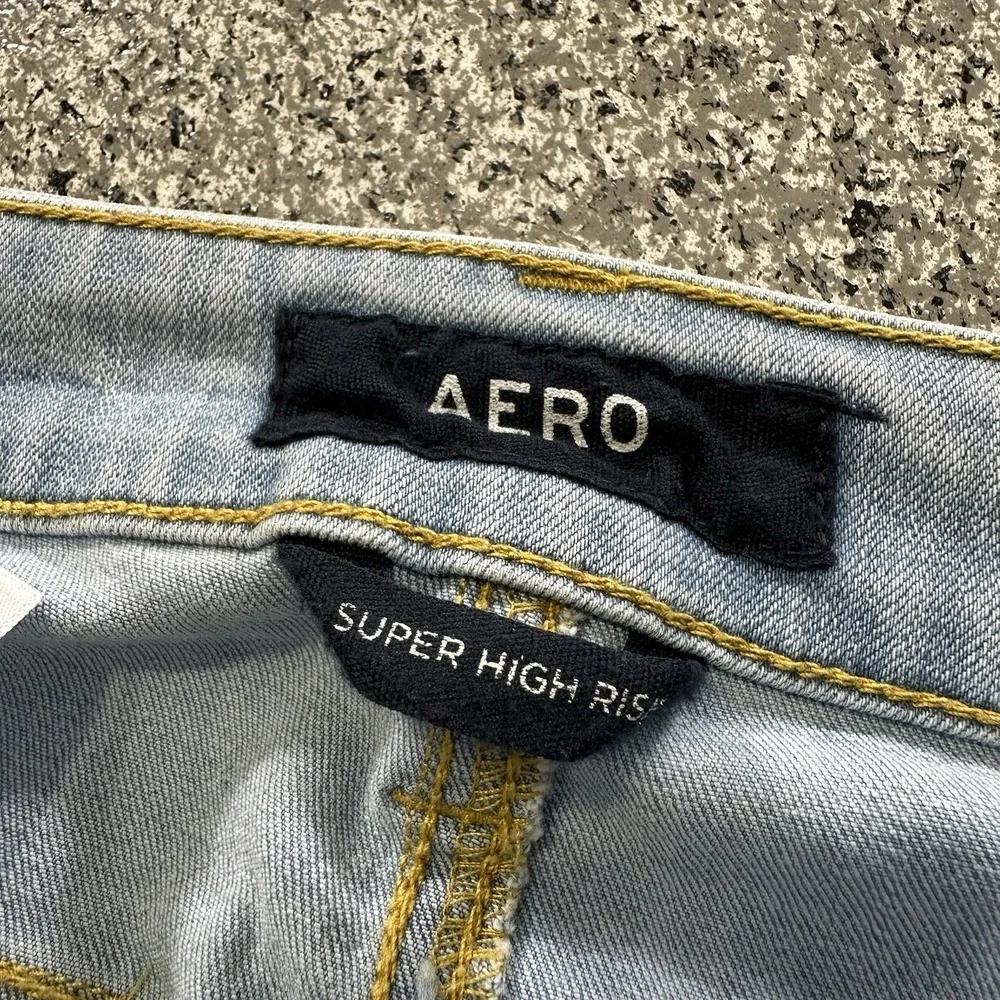 Aeropostale Jeans Womens 4 27x28 Aero Super High Rise Jegging Distressed Raw Hem